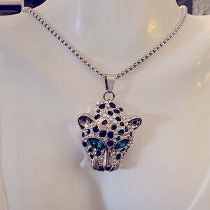 Leopard Head Pendant On 23” Chain